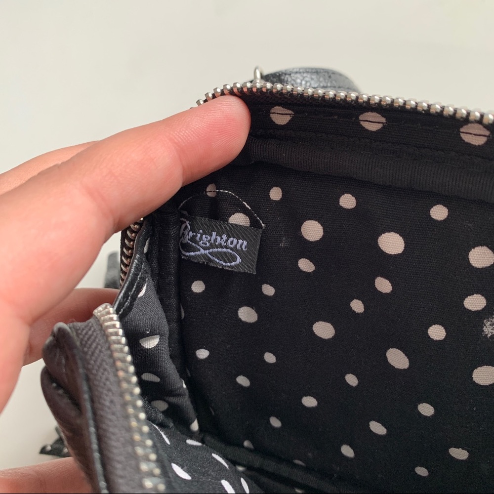 Brighton Zebra Print Leather Crossbody Bag Purse Black White Small - Picture 7 of 11